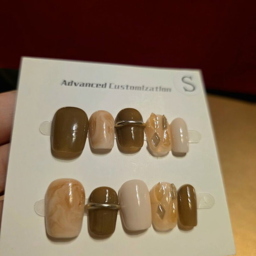 Press on nails handmade double layered acrylic cat eye with stones