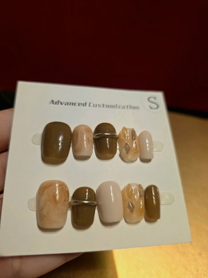 Press on nails handmade double layered acrylic cat eye with stones