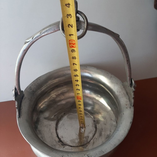 Antique Pewter Bowl with Movable Handle, Like New