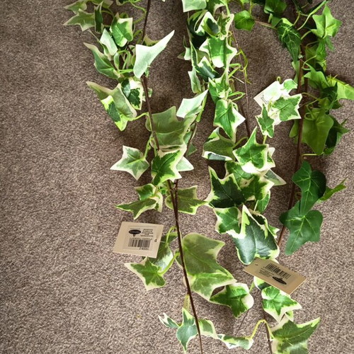 Marhome artificial variegated green-white ivy garlands, pack of 3