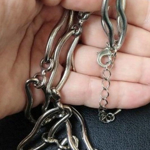 Chunky choker necklace like new, rhodium plated steel 45 cm