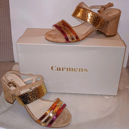 Carmens women's sandals new, size 38, brown multicolor
