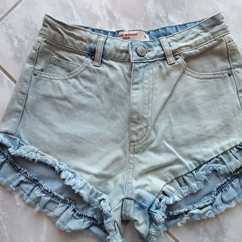 Pink Woman denim shorts XS like new, gray and turquoise