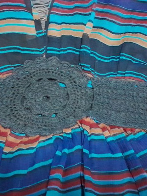 Modern blouse new with handmade knit at waist and sleeves size M