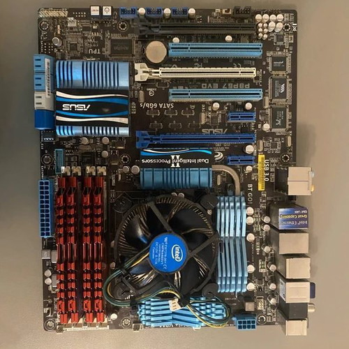 Motherboard ASUS P8P67 EVO with i5-2500K, 16GB DDR3 G.Skill and MSI HD 6770 used