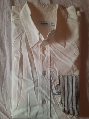 Men's Long-Sleeve Shirt Moschino used, white, size M