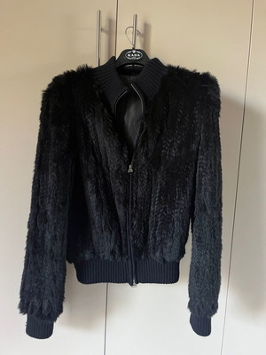Real fur jacket used, rabbit fur, size S/M, black