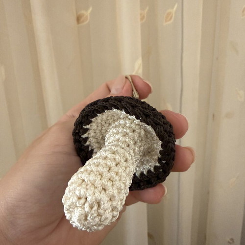 Mushroom keychain handmade, new, white and brown