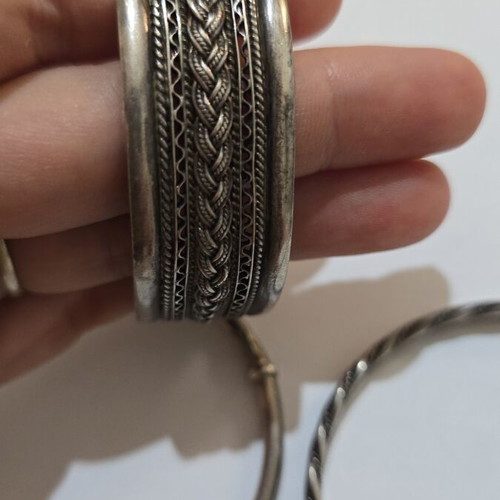 Silver bracelet set, 3 pieces, 925 and 900 silver