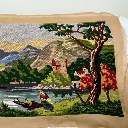 Handmade embroidered landscape painting like new