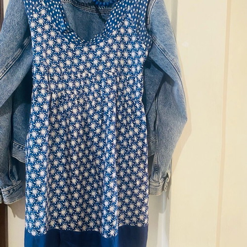 Velvet silk dress, boho style, size S