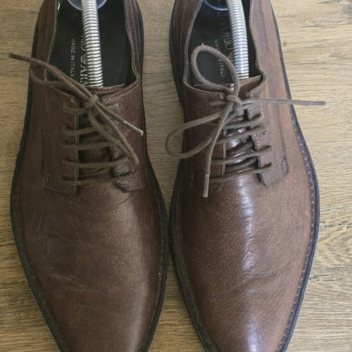 Emporio Armani men's shoes used, brown leather, size 42
