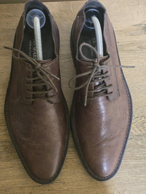 Emporio Armani men's shoes used, brown leather, size 42