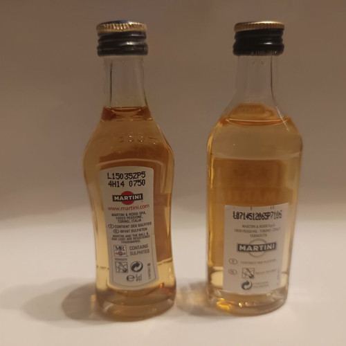 Martini Bianco miniature bottles, pack of 2, 50ml, sealed