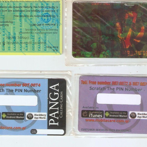 Private phone cards new, pack of 4 with errors
