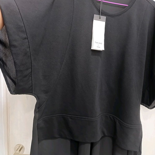Twins blouse new, black, with wide sleeves and transparent back
