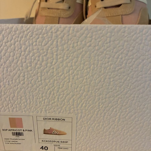 Dior ribbon sneakers new, beige and pink, size 40