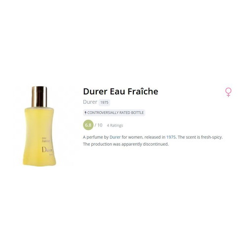 Durer Eau Fraîche used vintage perfume 56ml 1975