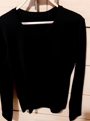 Zara medium black long-sleeve cotton top with elastane