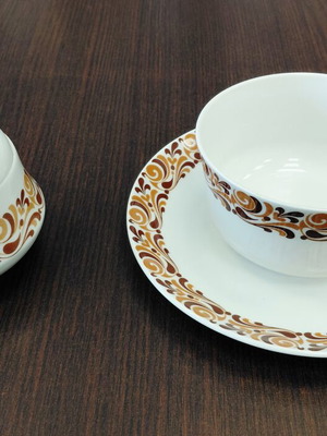 Vintage Ionian sugar bowl and bowl set used, 1970s