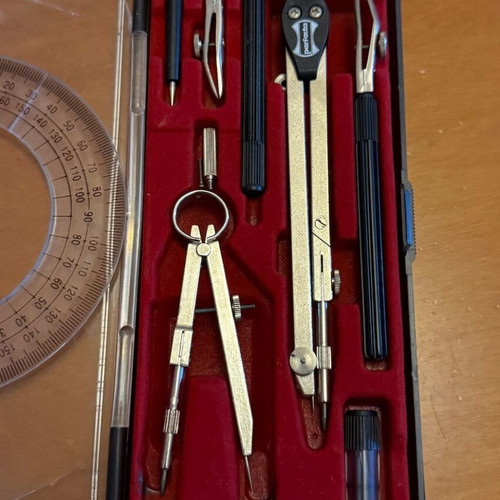 Perfecta geometric instruments set used, complete with case