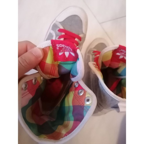 Adidas sport shoes used, grey with colorful reversible hi-top, size 37.5