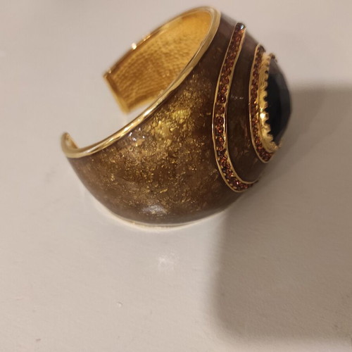 Roberto Cavalli bracelet cuff 5.5 cm wide like new, black and gold