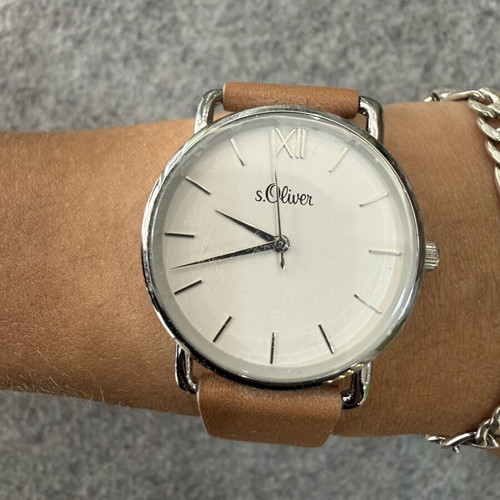 S.Oliver SO-4153-LQ women's watch, leather strap, white dial