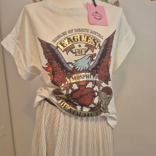 Rock T Shirt Sandy Kosta white cotton, new, sizes S-M