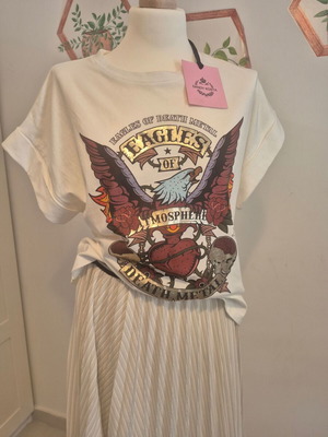 Rock T Shirt Sandy Kosta λευκό βαμβακερό μακό, καινούργιο, μεγέθη S-M