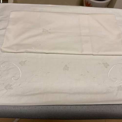 Set of two vintage 40s/50s handmade embroidered pillowcases used