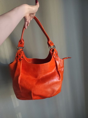 THE BRIDGE vintage shoulder bag used, orange leather