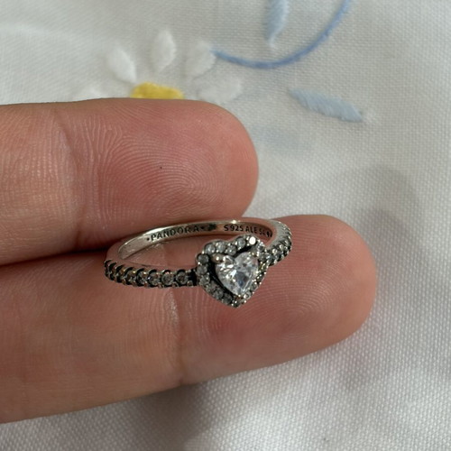 Pandora ring with raised heart, size 54, silver