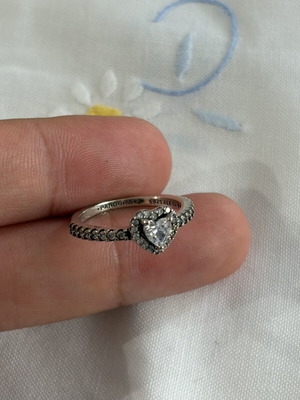 Pandora ring with raised heart, size 54, silver