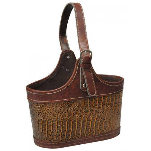 Decorative brown leatherette basket new 29.5x17x43cm