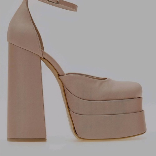 Beige high platform sandals new, size 40, satin