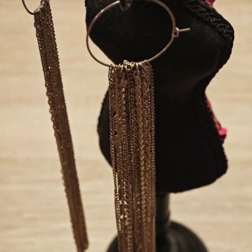 Long gold festive earrings
