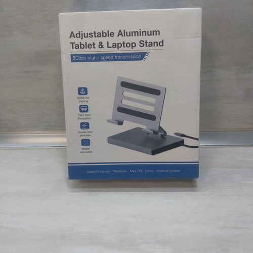 Aluminum Laptop and Tablet Stand with 9-in-1 USB-C Docking Station, 4K 60Hz, 100W Power Delivery