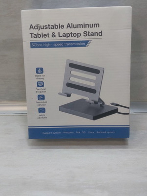 Aluminum Laptop and Tablet Stand with 9-in-1 USB-C Docking Station, 4K 60Hz, 100W Power Delivery