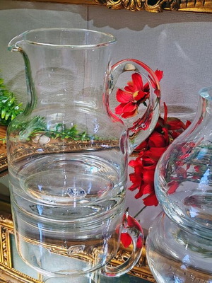 Vintage solid glass set – large jug (1200 ml) and balloon vase (900 ml)