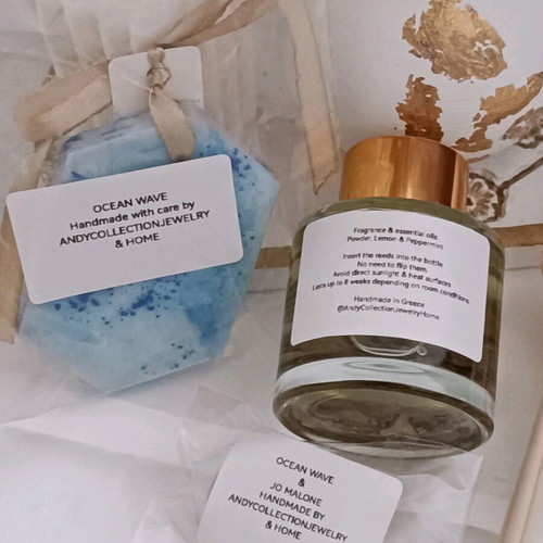 Reed Diffuser 50ml with Ocean Wave closet tablet and wax melts gift