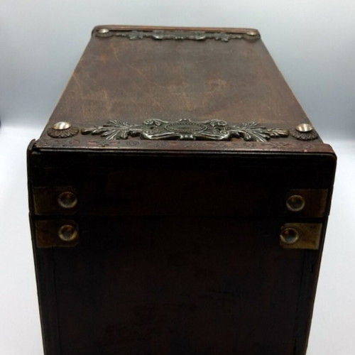 Vintage wooden box with decorative elements like new