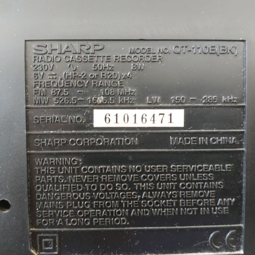 Sharp QT-110 radio cassette player used, cassette needs service