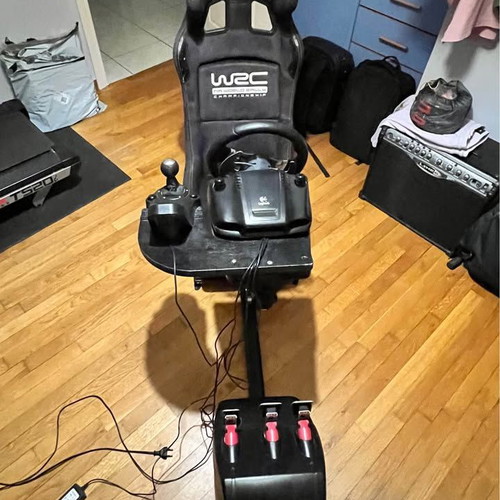 Playseat WRC sim racing seat with Logitech G27 wheel and H-shifter