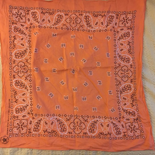 Bandana scarves used, set with red and orange