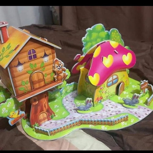 Assembled cardboard house used, children's toy