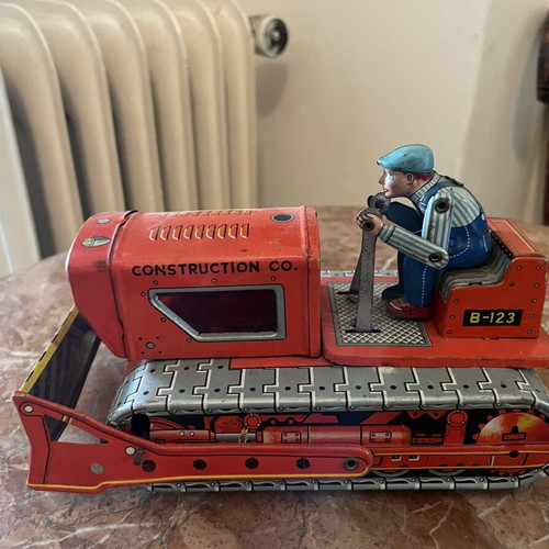 Vintage tin bulldozer toy Japanese used