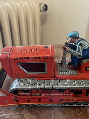 Vintage tin bulldozer toy Japanese used