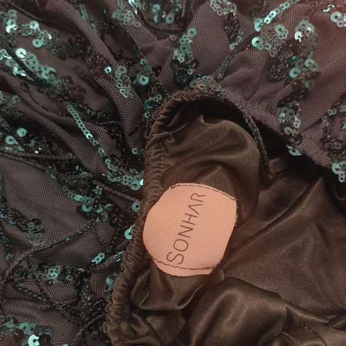 Sonhar emerald green formal dress with sequins and halter neck
