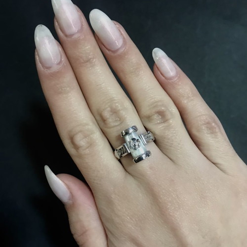 18k ring with pearl handmade from gold